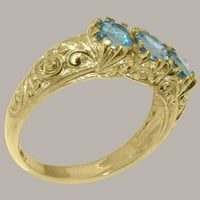 Britanci napravio je 10k žuto zlatni prsten sa prirodnim plavim prstenom TOPAZ Žene - Opcije veličine - Veličina 11.25