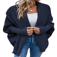 Glookwis ženski džemper s dugim rukavima duks labavi kaput ugodno rebrasta pletena odjeća šal vrat obična