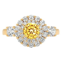 1.6ct okrugli rez žuta simulirana dijamant 18k žuti zlatni godišnjica Angažovanje halo prstena veličine