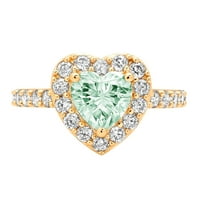 2.03ct Heart Cut zeleni simulirani dijamant 14k žuto zlato ugraviranje izjava svadbeni godišnjica Angažman vjenčanje halo prstena veličine 5.25