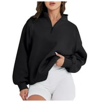 Pola zip prevelike duksere Quater rever-pulover majice dugih rukava modni vrhovi tinejdžerki odjeću