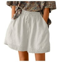 Booker Plus Shorts za žene Ljeto posteljina Visoki struk čipka u Up Yoga trčanje kratke hlače Beige