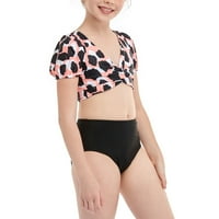 FESFESFES Big Girls Bikini High Squik Dječji kupaći kostimi Pringting Bikini setovi splitske kupaćim