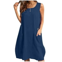 Ženska modna modna modna haljina bez rukava na rukavu ženska haljina za jednu rame, plava 2xl