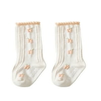 Gureui Toddler novorođenčad djevojke casual čarape, vez cvijeće uzorak silikonske tačke ne-kliznih cvjetnih čarapa