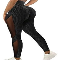 Langwyququ Mesh Patchwork Women visoke struk Slim Sport Yoga Hlače gamaše