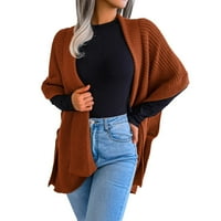 Ženske duge kardigane Dukseri padaju preveliki utočani pleteni prednji džemper kaput s džepovima Ženski