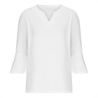 Ženski tiskanje vrhovi ruffle dužine rukava Henley vrat TUNIC košulje Trendy Comfy Lounge Tops Bluzes