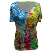 Wofedyo košulje za žene plus veličine kratkih rukava tiskani V-izrez The The Dee majica bluza za bluzu