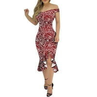Haljine za čišćenje plus veličina vatrena prodaja Ženska ljetna haljina seksi jedno-ramena nepravilna guska učvršćena haljina za kuk