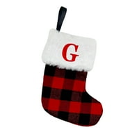 Deyuer Božićne čarape Privjesak za privjesak izvezeni vintage crvena i crna rešetka uzorka Božićne čarape
