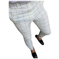Yubnlvae muške hlače Muške povremene plaćene mršave olovke pantalone elastične strugove hlače pantalone