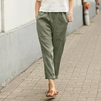 Yubatuo pantalone za žene Solid Color Labavi elastični pojas Ukrasite džepne pantalone za slobodno vrijeme