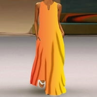 Ljetne haljine za žene bez rukava za tisak cvjetni uzorak V-izrez Maxi labav casual formalno elegantno