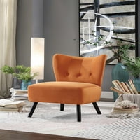 Jedinstveni stil narančasti prekrivanje akcent stolica-tufted pozadin smeđa završna finiš drva noge