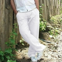 Frehsky Duks za muškarce Muške hlače labave ležerne muške dukseve hlače nacrtaju posteljinu pamučne ljetene ravne muške hlače bijele boje