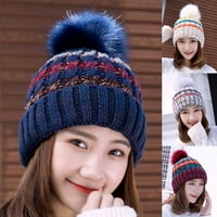 ruhuadgb jesen zimske modne djevojke toplo šarene vunene pređe pletene pompom Beanie Hat kapa