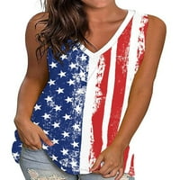 COLISHA DAMIES T majice bez rukava ljeto TOP US zastava zastava tiskane tenkove osnovne plaže V izrez