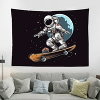 Skateboard astronaut tapiserija za spavaću sobu estetske trippy tapize zid zida umjetnosti za spavaću sobu za žene za žene djevojke dječake DORM party horizontalni tapipryry trippy, 40 × 30