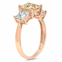 2.62ct Princess Cut Yellow Lab Created Moissine 14k Rose Gold Graving Izjava Godišnjica Angažovanost