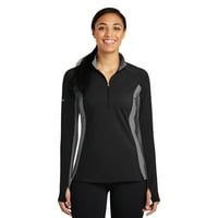 Sport-Tek Ladies Sport-Wick Stretch kontrast 1-zip pulover. Lst854