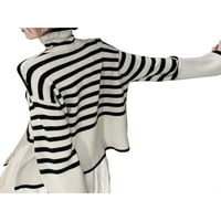 Ženski džemperi izrugivanja, ležerne dugih rukava prugasti blok u boji pune boje podijeljeni labavi fit pleteni vrhovi