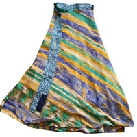 Svila sari omota oko boemijskog patchwork rangoli print magične haljine suknje L-36