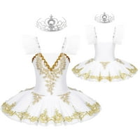 Alvivi djevojke suksele leotardi balet ples tutu princess haljina v izrez ruffle ramena kostim 3-12