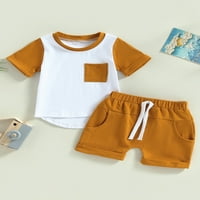 Peyakidsaa Baby Boy Short outfit Set, kratki rukav Boja patchwork majica i kratke hlače Set odjeće