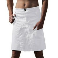 Iopqo hlače za muškarce Muške modne casual škotskog stila Retro punog džepa nagnuta suknja bijela l