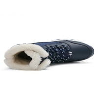 Prednjeg snijeg za snijeg Srednja teletska zimska čizma plišani obloženi topli čizme Vožnja klizalica otporna na čizme Ženske čipke Up Comfort cipele tamno plava 8