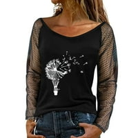 Profesionalne majice za žene s gumbom za žene za žene Žene Top košulje čipke dugih rukava Print modne