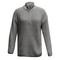 Džemper za žene Trendy Solid Color Fit Crewneck Dugi rukav pulover Jesen zimski elegantni kabel pletena
