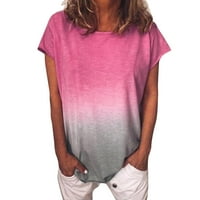 T majice za žene Ženska povremena gradijentna majica kratkih rukava s kratkim rukavima Tunički bluza Tors Womens T majica Hot Pink + L