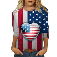Američka zastava majica za žene posade vrat kratkih rukava na vrhu tine dan neovisnosti tiskani xxl