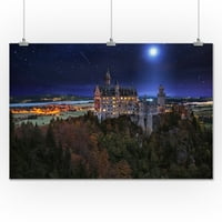 Dvorac Neuschwanstein noću, Njemačka