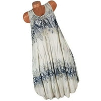 Yuwull Plus Veličina haljina za ženske haljine s kauzalnim bohom print ženske rukavice okrugle vrat