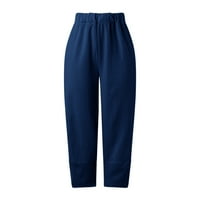 Qiaocaity ženske ljetne hlače Ležerne prilike rastezljive radne pantalone visoke struke Plus size pamučne