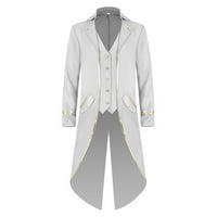 JMntiy muški kaput zaklonjenje Halloween kostim srednje dužine retro tuxedo kostim, bijeli, l