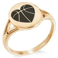 Nehrđajući čelik Ljubav košarkaški srčani minimalistički ovalni prsten od poliranog izjave