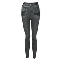 Pocket Jeans gamaše hlače Žene Visoko struk Tummy Control Casual Comfy Slim Fit Traym Skinny Stretsy