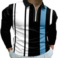Niuer mens t majica rever vrat polo majica prugasta vrhovi casual majica s dugim rukavima bluza stila
