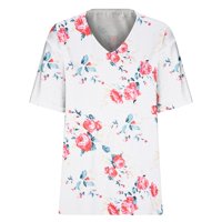 Košulje za žene Ljeto cvjetni print plus veličina vrhova kratkih rukava V izrez Spring Bluzes Loose
