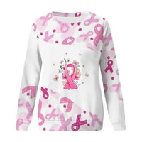 Pad čišćenja Žene Duks svijesti o raku dojke sa ružičastim vrpcom tiskanim pulover, ležerne tunike dugih