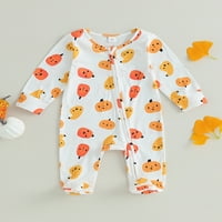 Sprifallbaby Baby Girls Goodged Pajamas Halloween Buvken Print Dugi rukav za kratkorođenčad za kratkorođenče za novorođenca