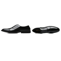Woobling muške kožne cipele Business Oxfords Formalne haljine cipele Radni stanovi Ne klizač čipka lagana crna, čipka 7