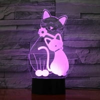 3D Novelty Cat Noćna svjetlost Promjena boje LED stol lampica Akrilik Stan ABS baza USB punjač Kućni