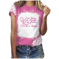 Cleariance za podizanje raka dojke Modna žena kauzalna bluza za ispis na vratu kratki rukav majica ljetnih