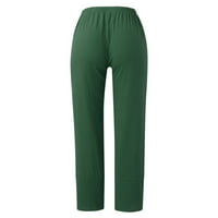 Outfmvch line hlače za žene Ležerne prilike Ležerne prilike za žene Ležerne prilike, ispisane kapri hlače Elastične strugove Ljeto obrezane pantalone sa džepovima Ženske hlače zelena XL