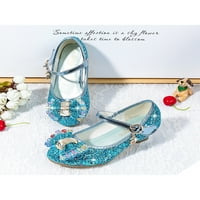 TENMI Girls Haljine cipele Luk Mary Jane Sandale Glitter Princess cipela pjenušava škola Neklizajuća lagana plava 9c
